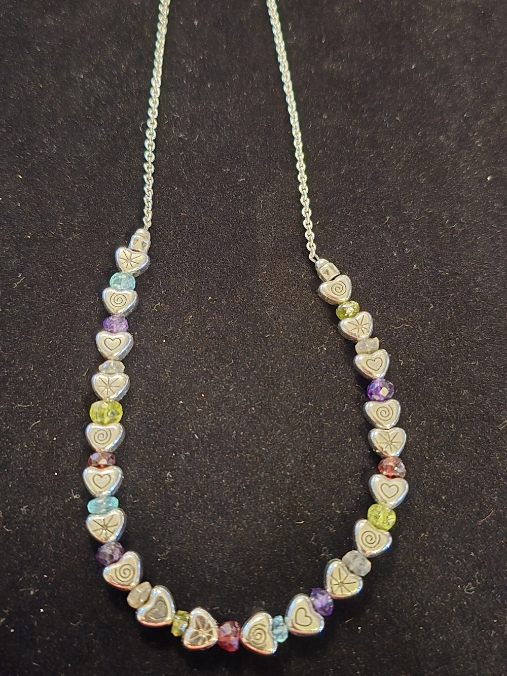 Brighton Silver Heart Necklace with Multicolored Beads